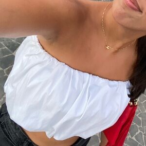 White bubble crop top